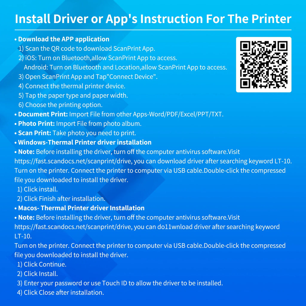 Portable Wireless Thermal Printer