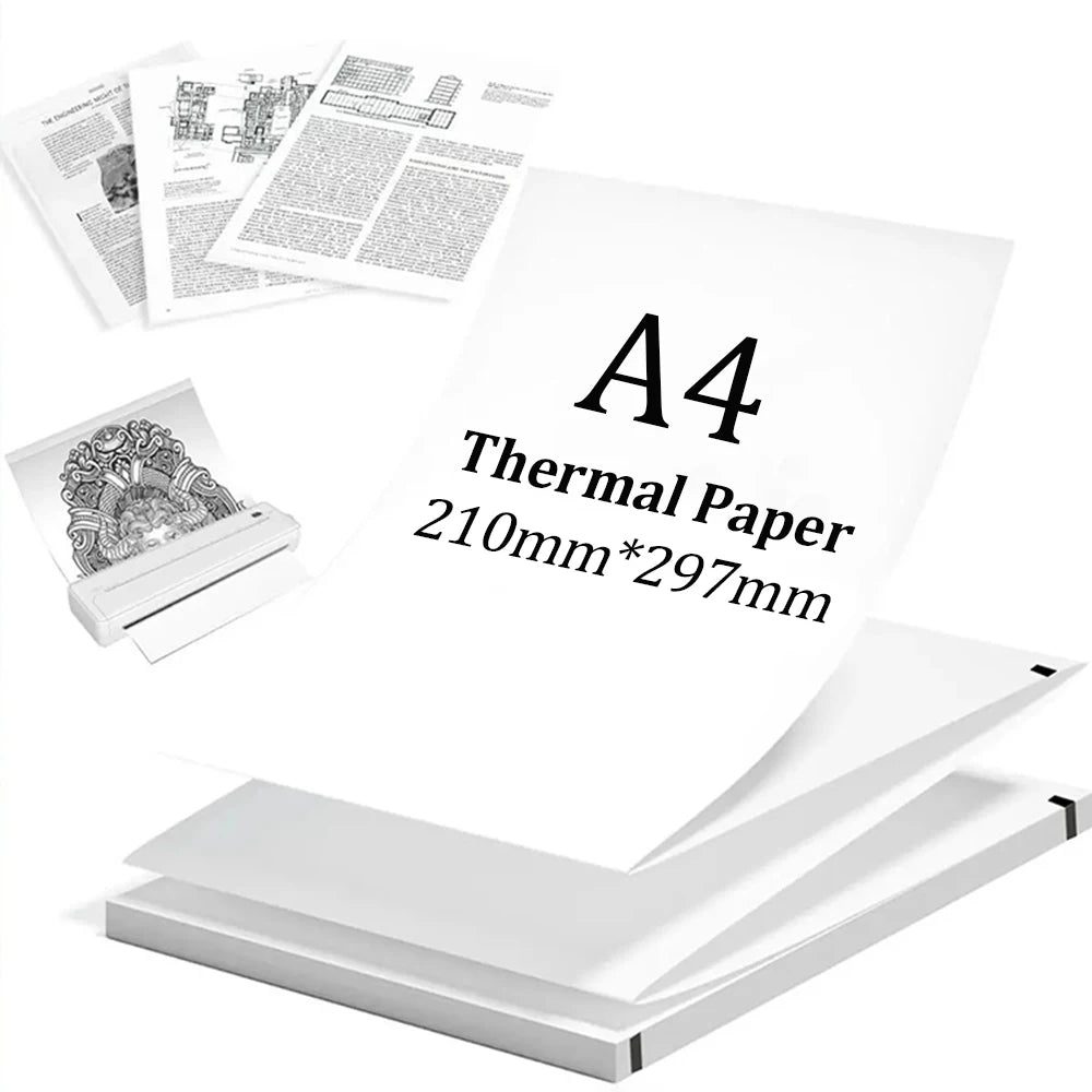 A4 Thermal Paper 20/100/200 Sheets Folded&Roll Type Quick-Drying Thermal Paper For Documents Exam Papers Office Home Printing